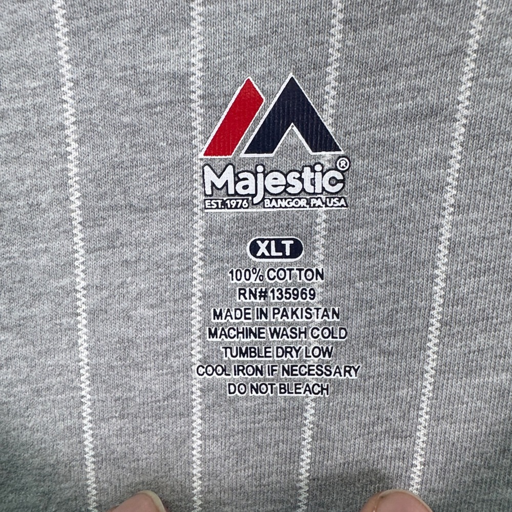 Chicago Cubs Jersey Mens XLT Gray Pinstripe Majestic MLB Baseball Henley Shirt - Picture 5 of 9